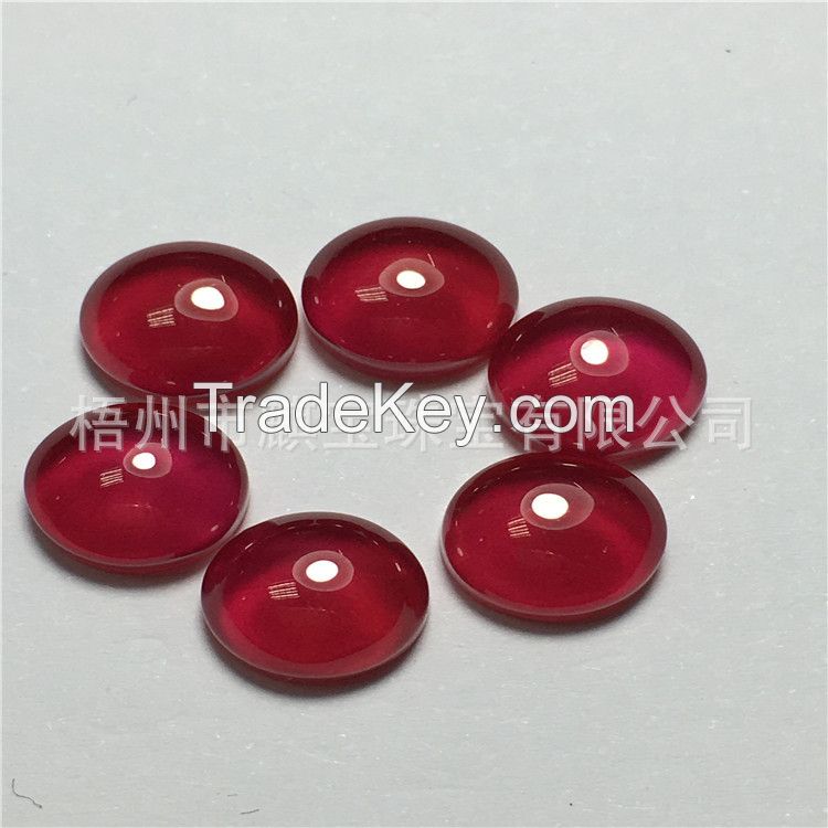 Wholesale red corundum flat flat surface round 3MM~10MM artificial ruby synthetic red corundum RD