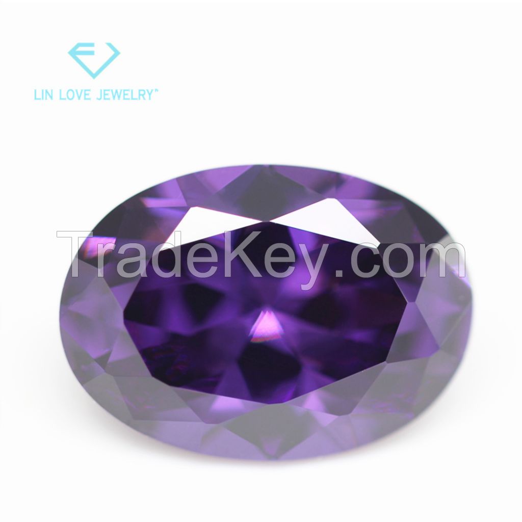 Factory direct sales 5A egg-shaped purple red zircon bare stone artificial tip bottom oval color zirconia CZ diamond