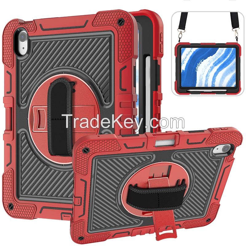 Shockproof TPU Silicone 360 Rotating Hand Strap Kickstand Tablet Case For iPad Air 11inch (M2) 2024 Case Cover