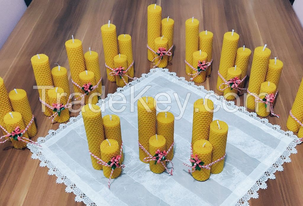 Set of 3 honeycomb candles, Handmade gift candles 15 cm, 11 cm and 7 cm long 3cm wide