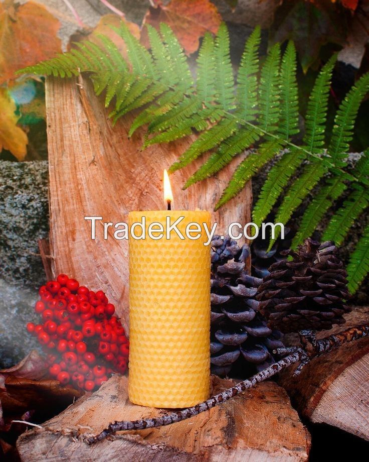 100% organic hand-rolled beeswax candles Ritual candles, Church candle, Wish candles beeswax pillar candle,