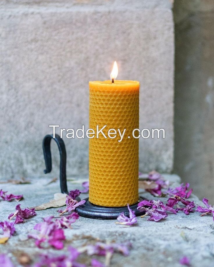 100% organic hand-rolled beeswax candles Ritual candles, Church candle, Wish candles beeswax pillar candle,