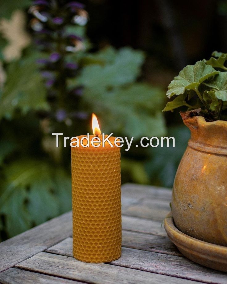 100% organic hand-rolled beeswax candles Ritual candles, Church candle, Wish candles beeswax pillar candle,