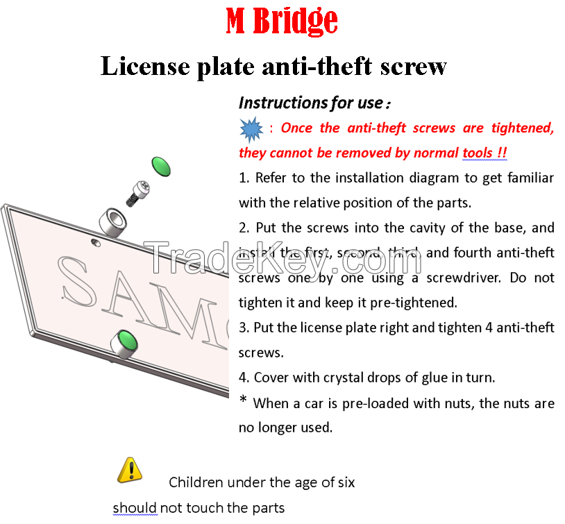 License plate anti theft screw