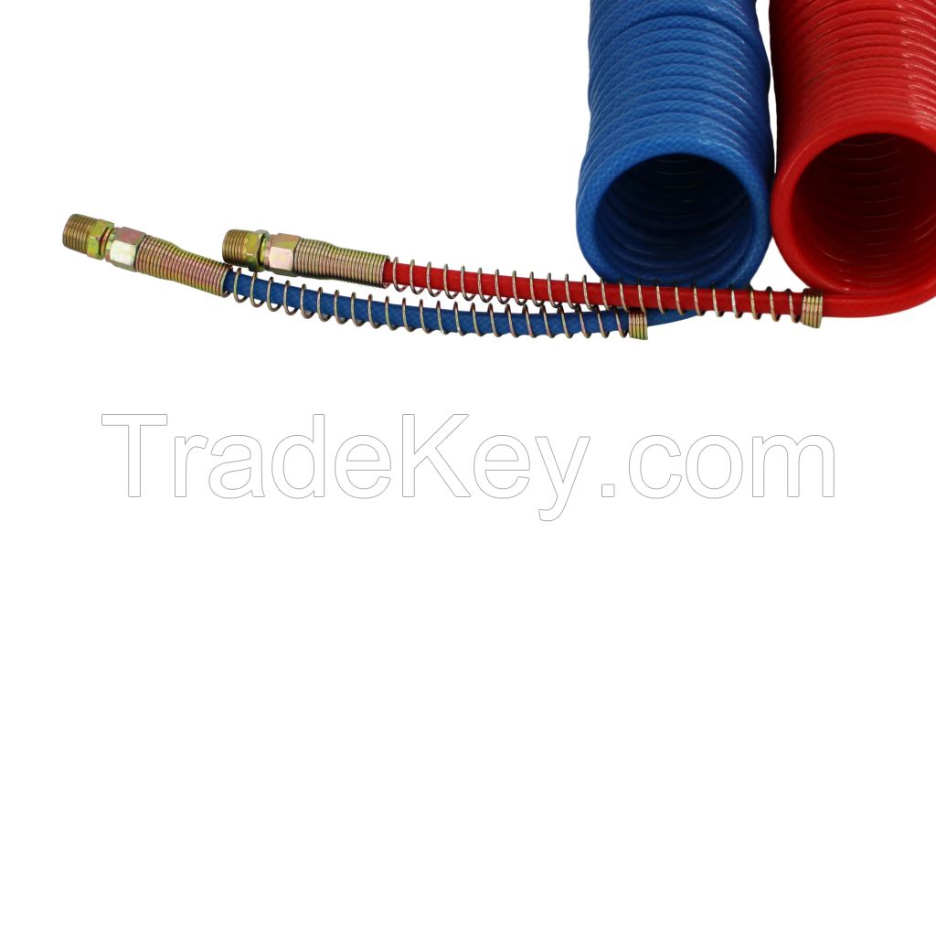 Quality Soft No Smelling Nylon PU PA Flexible Spiral Trailer Coil Air Brake Hose For Trucks