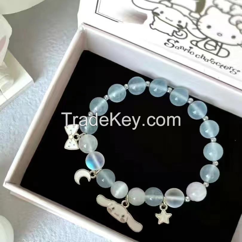 Sanrio Laurel dog bracelet female Instagram niche design new high appearance level boudoir crystal bracelet birthday gift