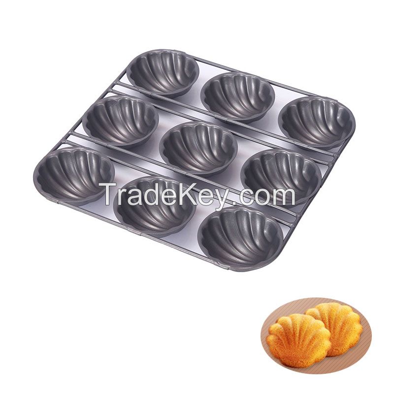 9 Cavity Shell cake baking pan metal Madeline pan Non-stick cake mold Oven Bakeware