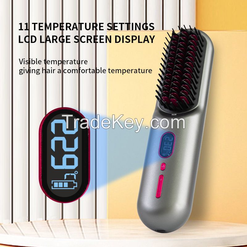 Cordless portable hair straightener brush for travel-Mini Ionic Hot Comb Straightener