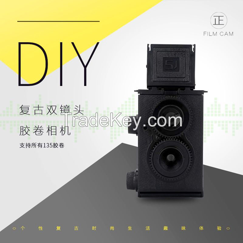  ADULT SCIENCE DIY DUAL LENS ASSEMBLY 35MM FILM CAMERA RETRO DOUBLE REFLEX FILM CAMERA