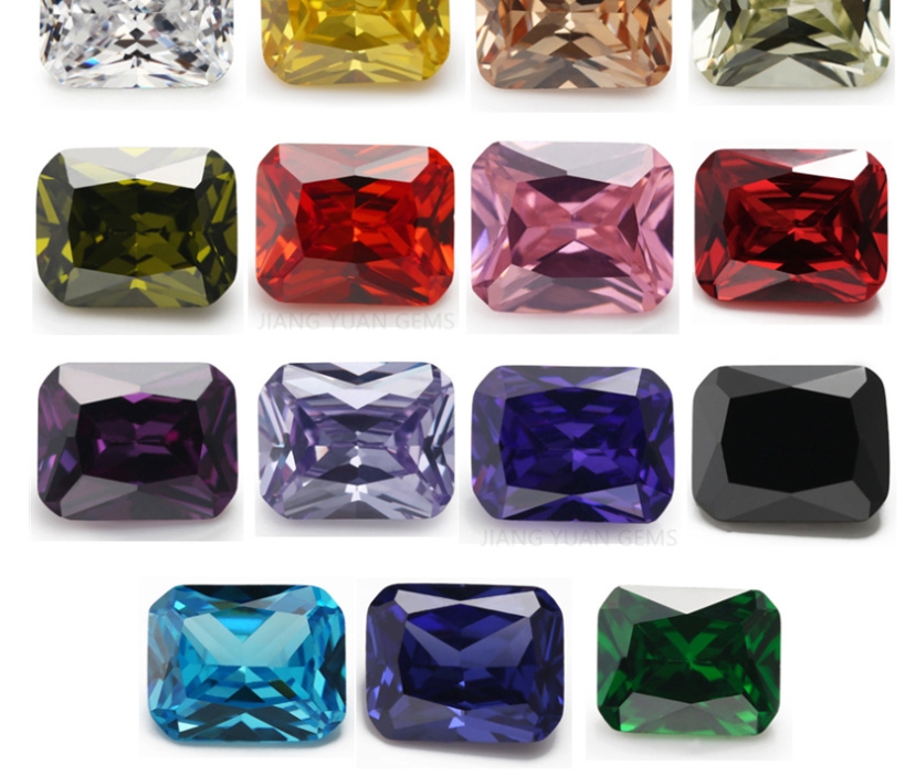 Rectangular chamfer Colored zircon Artificial gemstone cubic zirconia