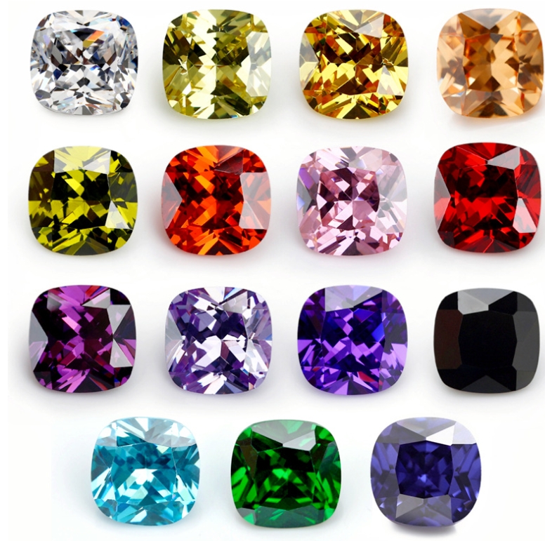 Fat square colored zircon combined with cubic zirconia