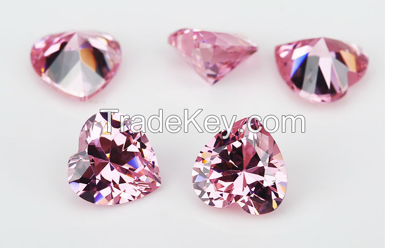 Wuzhou gemstones, heart-shaped colored zircon, man-made gemstones, cubic zirconia