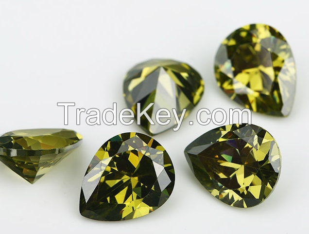  5A Wuzhou Gemstones, pear-shaped colored zircon, artificial gemstones, cubic zirconia