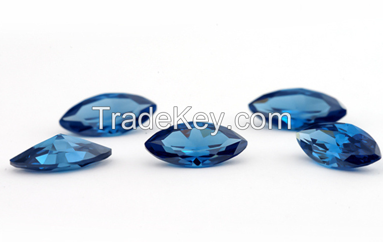 Eye-shaped colored zircon man-made gemstone cubic zirconia