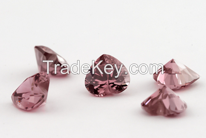 Wuzhou gemstones, heart-shaped colored zircon, man-made gemstones, cubic zirconia