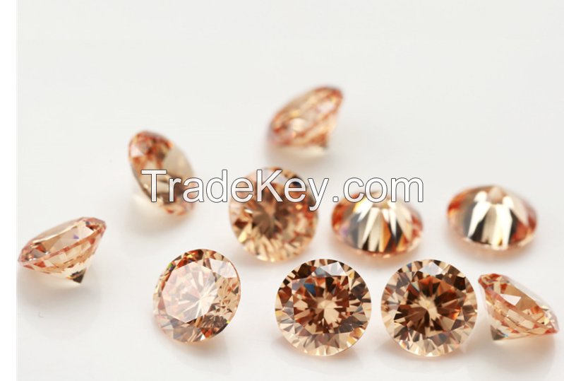 Wuzhou gemstone round colored zircon artificial gemstone cubic zirconia jewelry loose stone