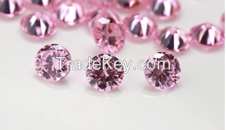 Wuzhou gemstone round colored zircon artificial gemstone cubic zirconia jewelry loose stone