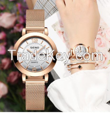 Women's Quartz Watch, Non-Mechanical Milan Watch, Luminous Waterproof, Dual Date, Schoolgirl Alloy Watch