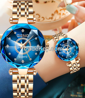 2023 Popular Heart of the Ocean Quartz Watch Live Niche Diamond Glass Solid Steel Band Women&#039;s Waterproof Watch