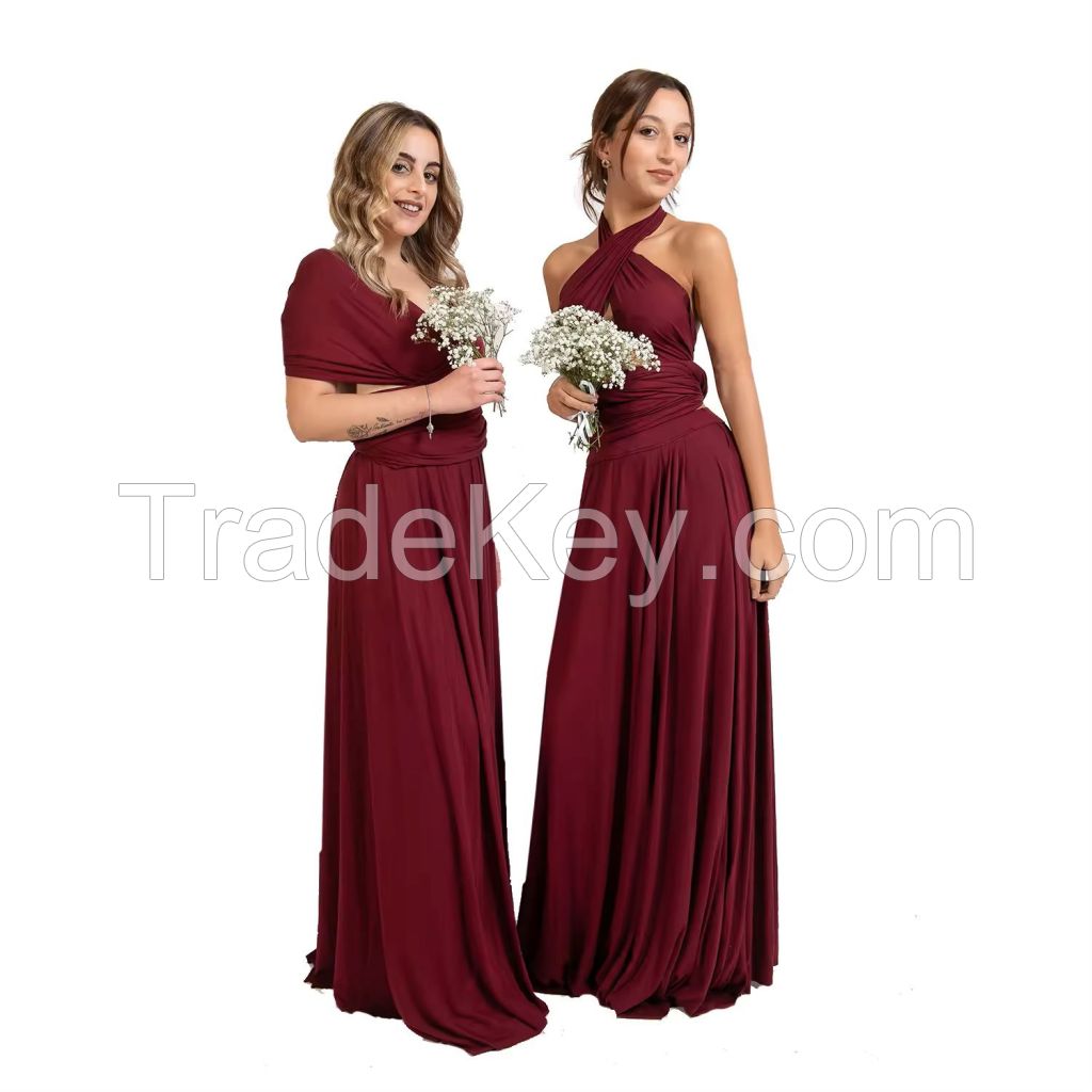 ceremonial dress red dress party convertible bridesmaid dress ball gown