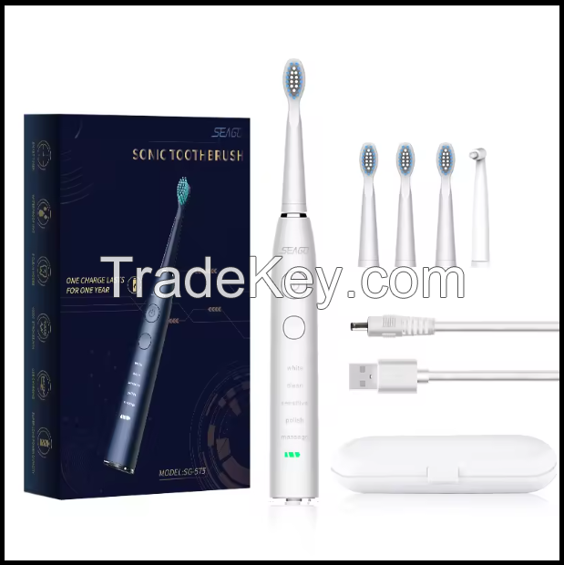 JIDENG electric toothbrush, SG-575 rechargeable sonic electric toothbrush 300 days battery life IPX7