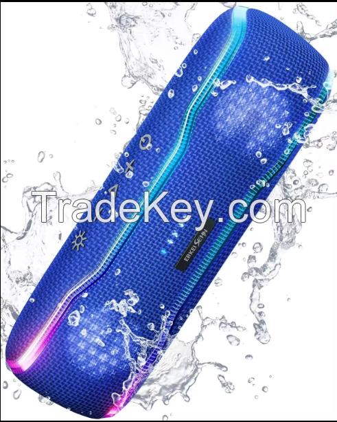 Portable Bluetooth Speaker IPX7 Waterproof Wireless Speaker with Colorful Flashing Lights, 25W Super Bass 24H Playtime