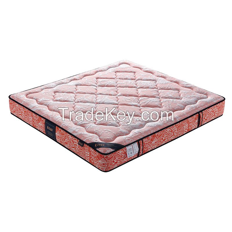 Wholesale pink cool cloth latex mattress triple spine mattress independent bagged spring mattress for teenagers.