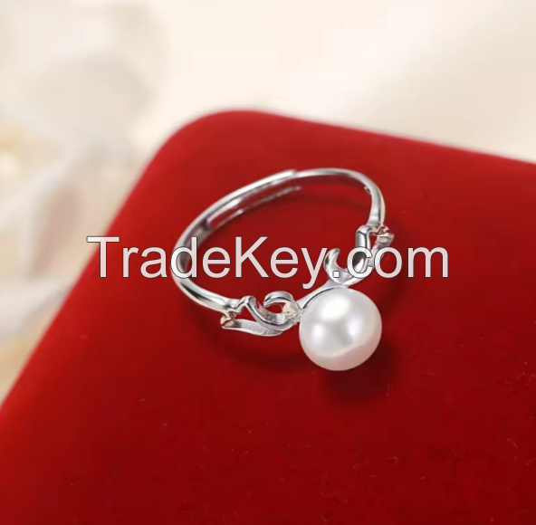 Fashion Pearl 925 Silver Ring natural FreshWater Pearl Rings