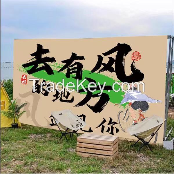 Camp hanging cloth Tavern wall layout ambience outdoor camping picnic spring outing decorative background cloth can be customized