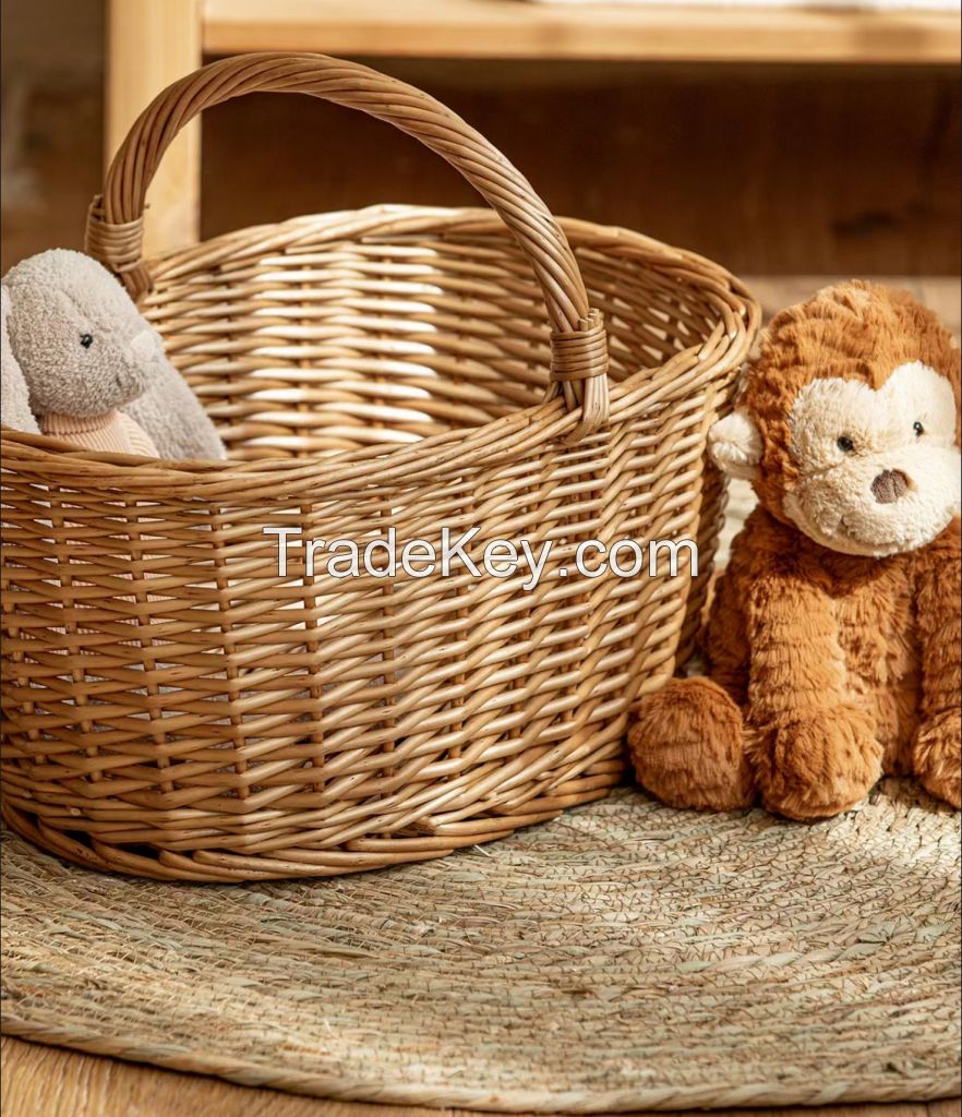 Hand-held flower blue rattan hand-woven hand-woven basket