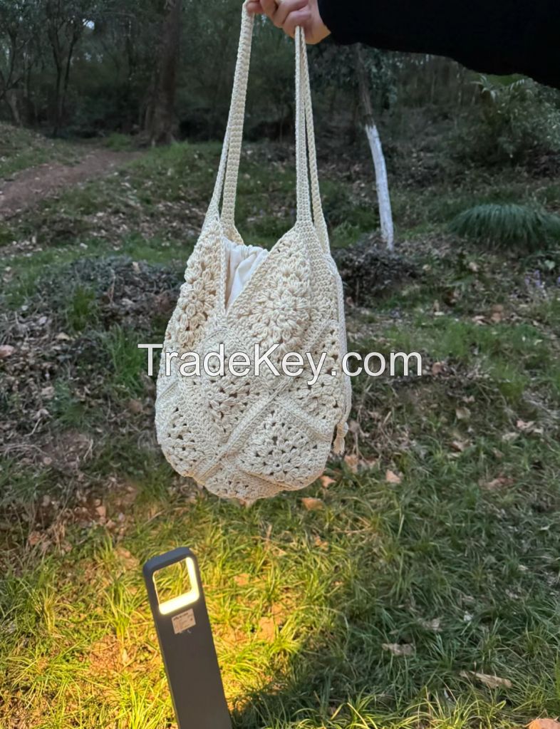 Hand-woven gentle woollen crochet bag gift homemade finished product