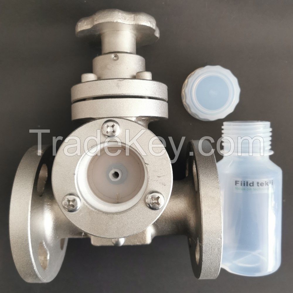 1" FEP Lined Inline Sampling Valve with Matching FEP Sampling Bottle Corrosion Resistance T Type Sampling System