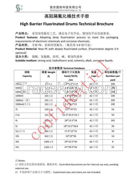 Surface Fluorinated Containerï¼�Fluoride bottles