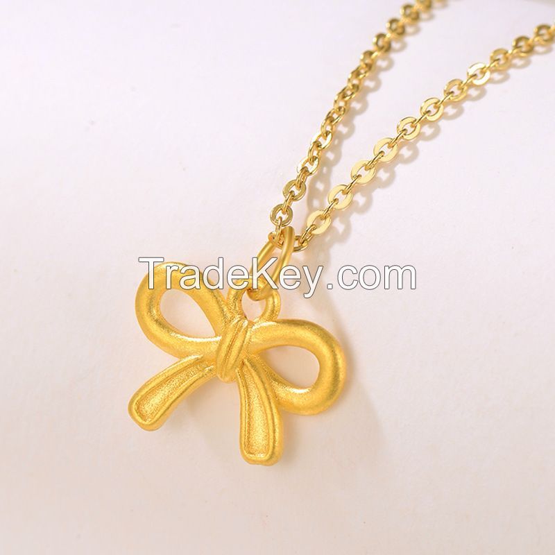 Gold 999 Full Gold Crown Pendant Necklace