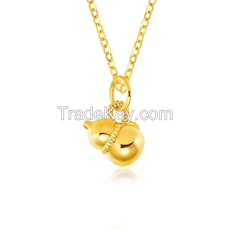 Gold 999 Full Gold Crown Pendant Necklace