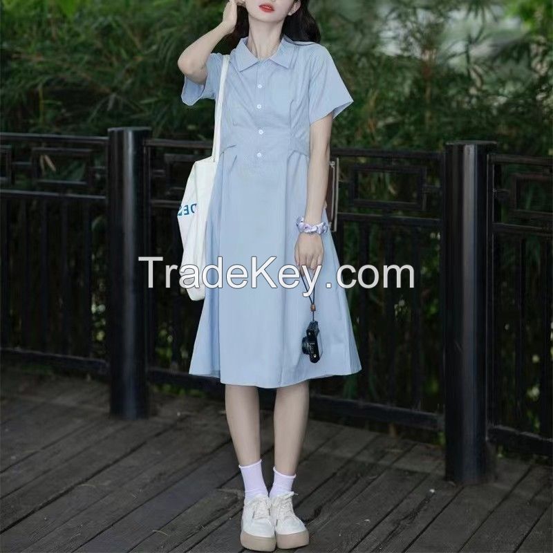 Tea break French platycodon retro gentle ethos of high-grade sense polo shirt dress children 2024 summer