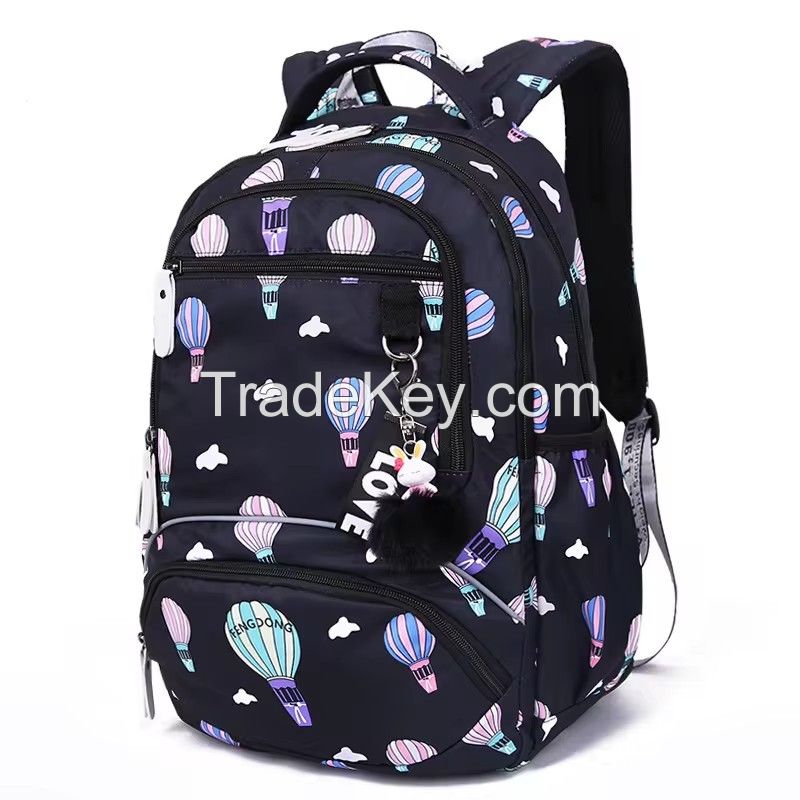 2024 new casual student school bag, large capacity multi-layer travel bag, lightweight cute printed backpacks