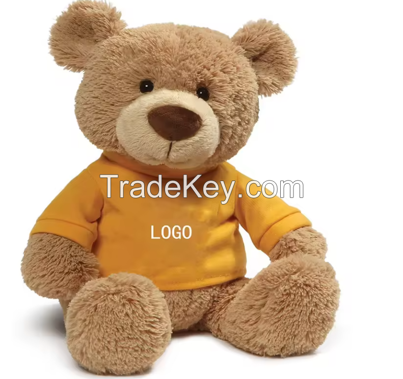 Plush Stuffed teddy bear with custom t-shirt Soft Custom Logo Soft Teddy Bear