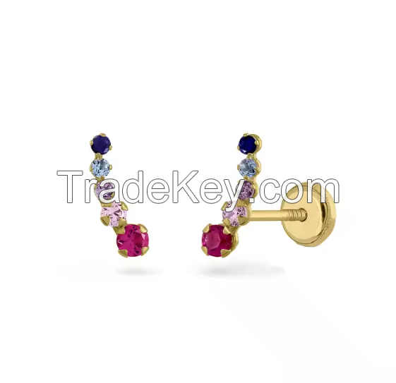 9K SOLID GOLD Fashion Earrings (Available 10k-14k-18k) Women Children Kids Ear Clip Screw Back Made in Spain