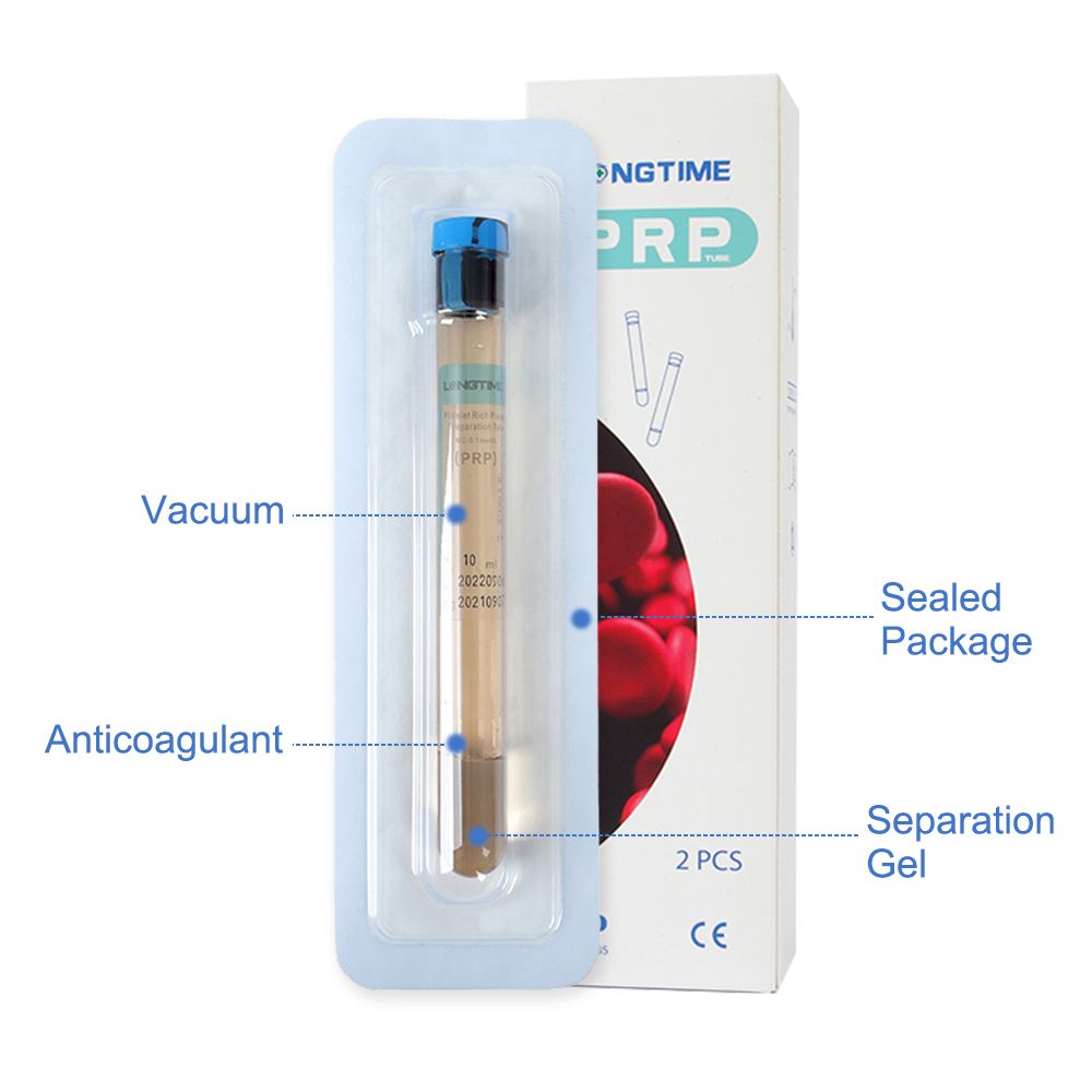 Plasma rich in growth factors PRGF tube blood test tubes prp 10ml avec gel