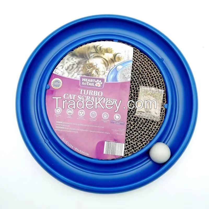 Factory Pet Toys Durable Interactive Turbo Cat Round Scratcher with ball