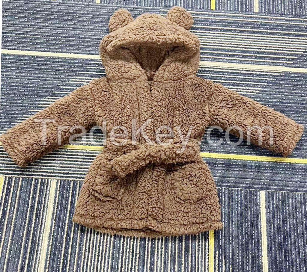 Sherpa Fleece Teddy Bear Kids Robe