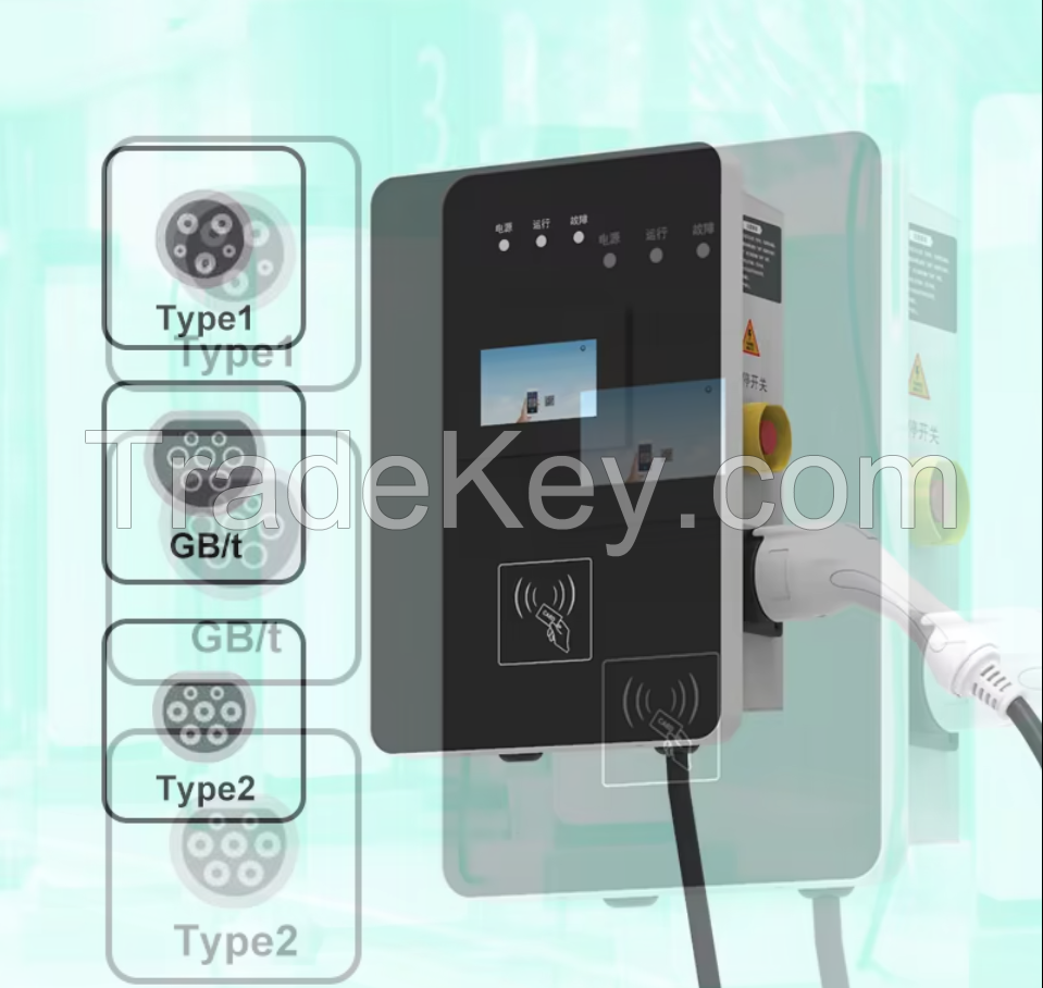 New energy vehicle ce approved ac input wall mount smart ocpp type 2 7kw 22kw 32a charging pile