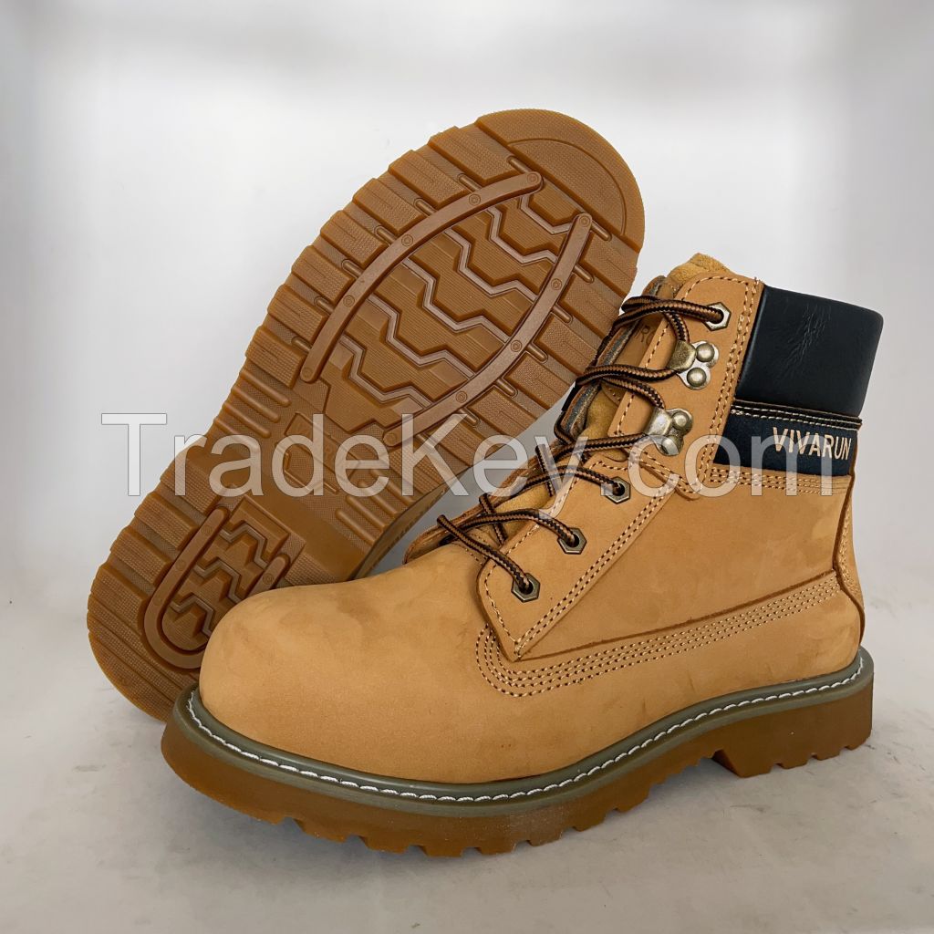 Men steel toe coyote leather made in China work safety boots