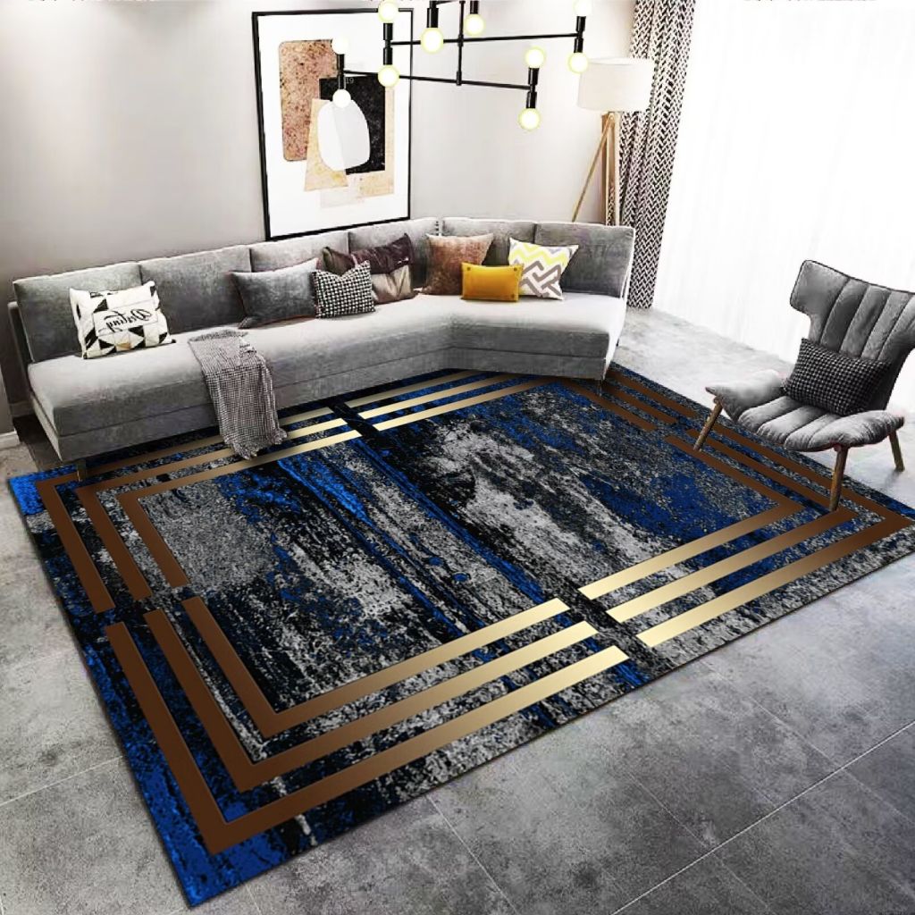 2024 New Style Large Modern Pattern Black and Gray Living Room Rugs