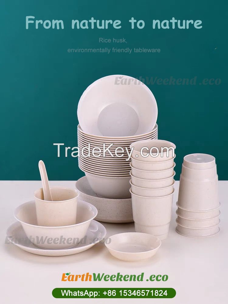 Disposable rice husk tableware set/biodegradable tableware/dinner tableware set