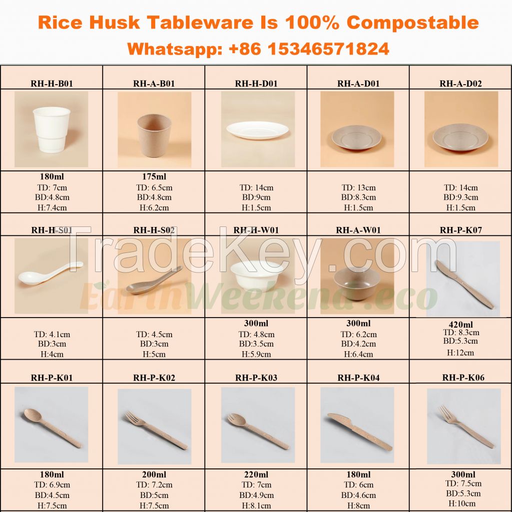 Disposable rice husk tableware set/biodegradable tableware/dinner tableware set