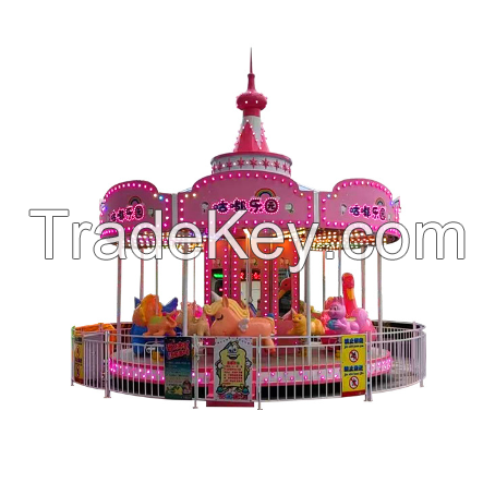 Amusement Rides Mechanical Indoor Chinese Pink Carousel Ride For Kids Equipment