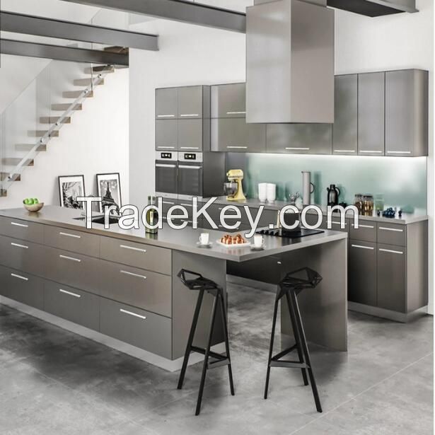 Professional Design Sample Modern Modular Customized Free Lacquer Mat Finish Handleless Quick Delivery Furniture Kitchen Cabinets