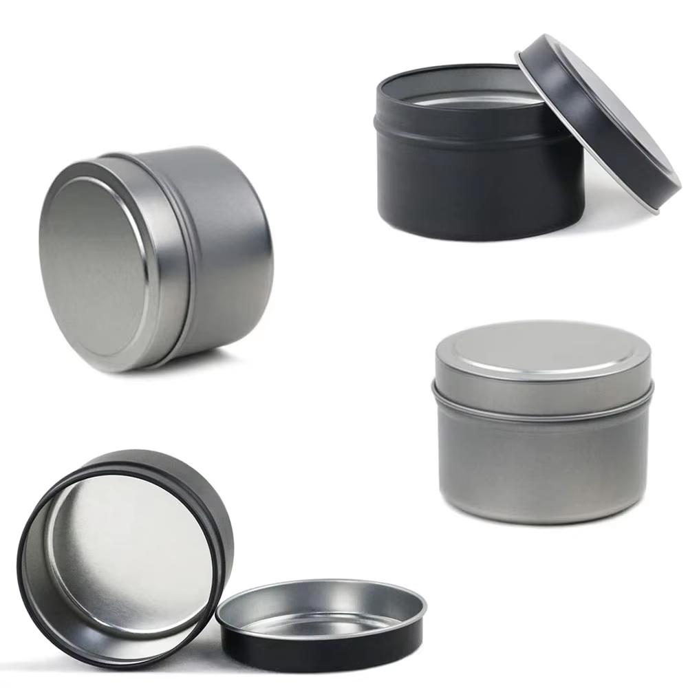 Wholesale Black Candle Tins with Lid 8oz Empty Round Metal Container Scented Candle Gift Packaging Tin Cans For DIY Candles